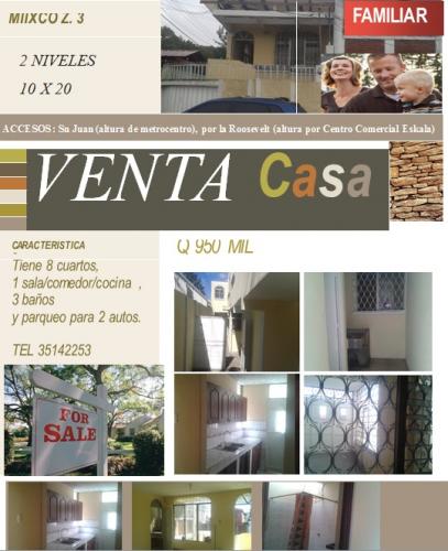 VENTA DE CASA en MIXCO ZONA 3 – Villa verde No. 1