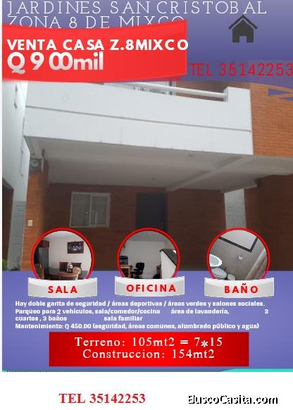 VENTA DE CASA EN JARDINES SAN CRISTOBAL ZONA 8 DE MIXCO