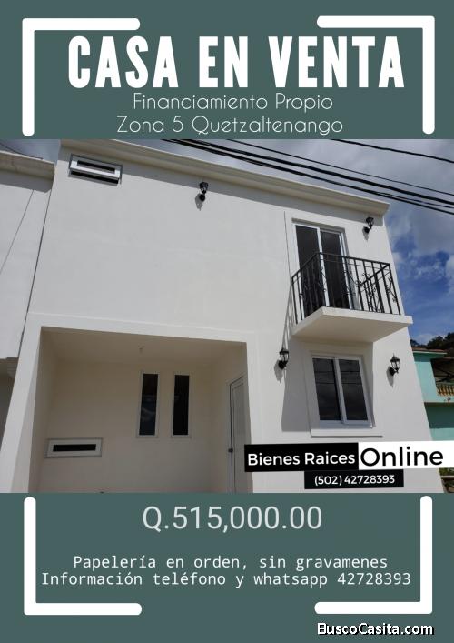 Casa en Venta con Financiamiento Propio Zona 5 Quetzaltenango