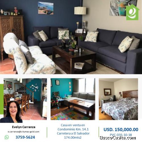 Casa en Venta en Condominio en Km. 14.1 Carretera a El Salvador