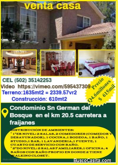 VENTA De Casa en el Condominio Sn German del Bosque en el municipio de Fraijanes