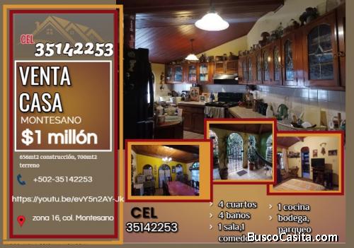 VENTA DE CASA EN ZONA 16 - Col. Montesano