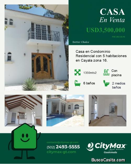 Casa en venta en Cayala zona 16