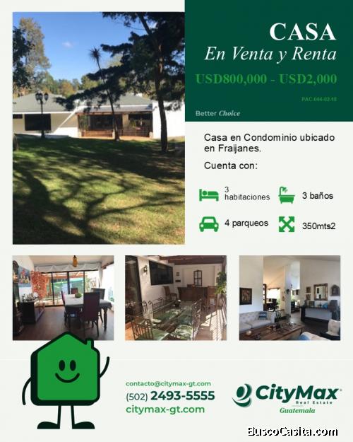 Casa en renta o venta Km 16.5 Fraijanes Guatemala