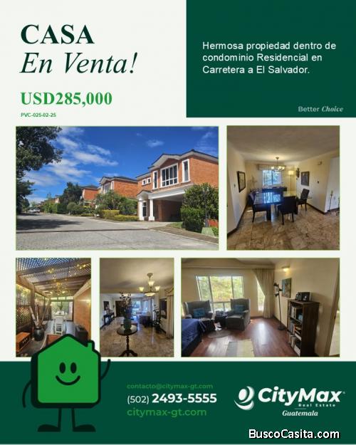 Casa en venta en condominio en Carretera a el Salvador 