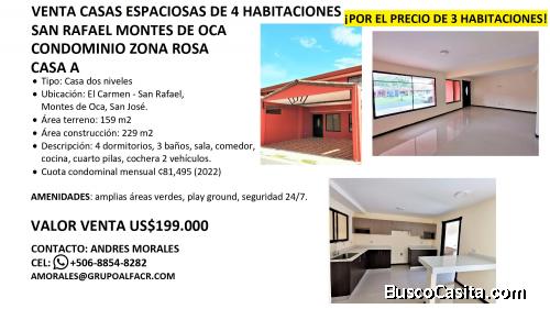 Venta Casas Nuevas Sn Rafael Montes de Oca - Condominio Zona Rosa