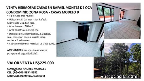 Venta Casas Sn Rafael Montes de Oca - Condominio Zona Rosa