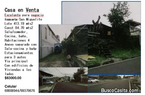 Venta Casa, 4 hab,1 bañ, salacomedor, cocina amplia, 3 estacionamiento + anexo