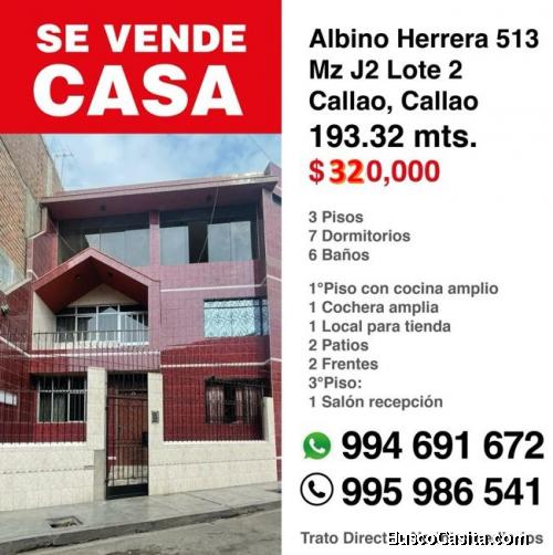 Venta de CASA 3 pisos, Dos Frente, Local para negocio y Local para evento