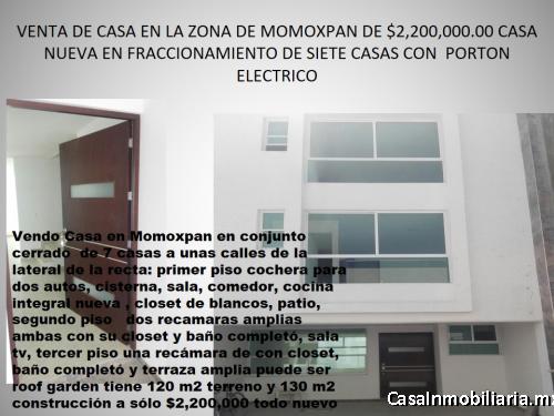 Venta de casa en Mpmoxpan , Cholula 