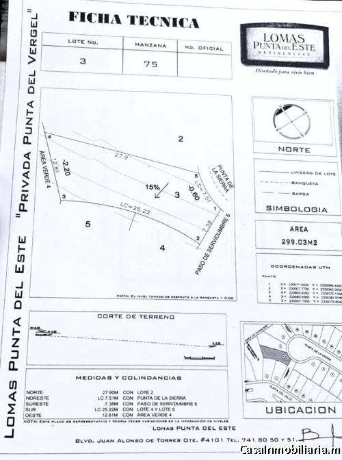 TERRENO EN VENTA EN RESIDENCIAL LOMAS PUNTA DEL ESTE | CONDOMINIO PUNTA DEL VERGEL | 299.03 M² | TER