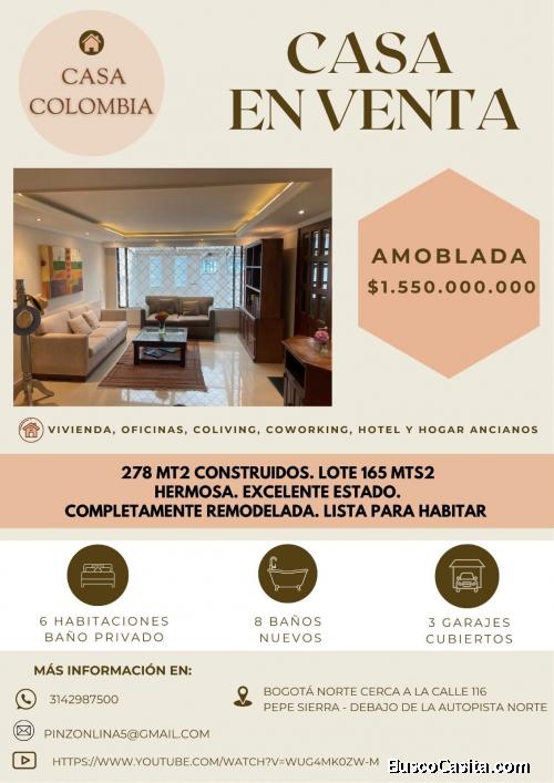 Venta Casa 278mt2.bogotá Cll 120 Cra 50 Remodelada Amoblada.