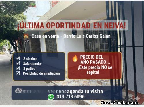Casa en venta – Barrio Luis Carlos Galán Las casas ya están subiendo de precio… esta aún se vende a 