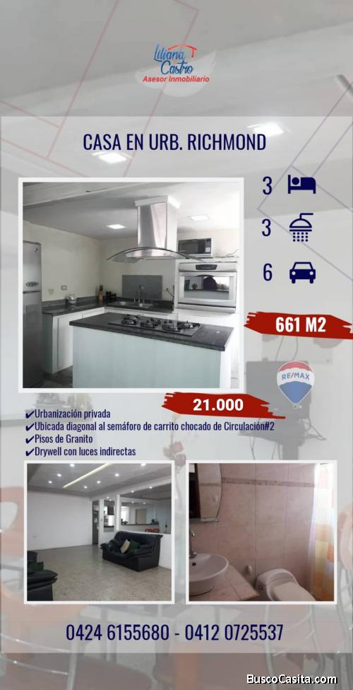 Casa Venta Maracaibo Urb. Richmond 060820