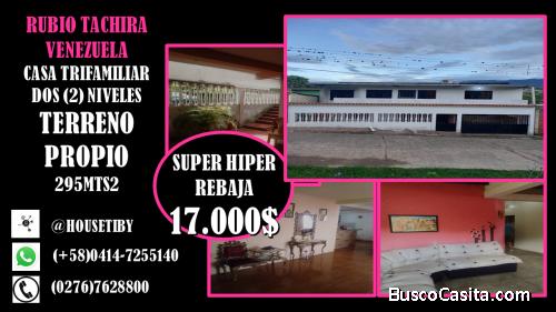 VENDO CASA GRANDE Y ESPACIOSAEN RUBIO TEJAR TACHIRA
