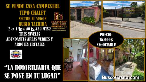 VENDO CASA CAMPESTRE TIPO CHALET EN RUBIO TACHIRA