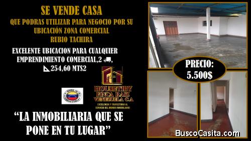 VENDO CASA IDEAL PARA TALLER MECANICO O AUTOLAVADO EN RUBIO TACHIRA
