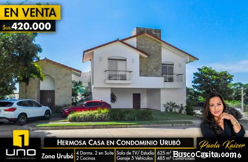 HERMOSA CASA EN VENTA EN CONDOMINIO URUBO GARDEN