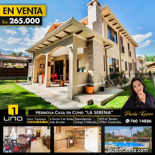Hermosa casa en venta en condominio, Cochabamba