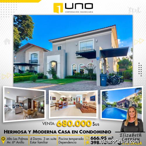 Hermosa y moderna casa en el condominio Alto Las Palmas