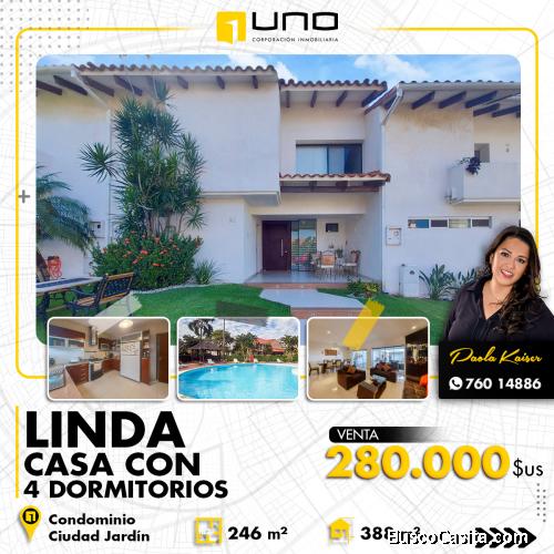 Linda casa en venta, condominio zona norte, 5 dormitorios, 6 baños