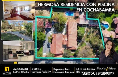 Casa con piscina en venta, avenida caracol, super trojes, Cochabamba, 