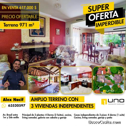 venta de 3 casas en el mismo terreno 