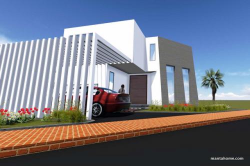 El proyecto nuevo de la casa de dos plantas, un lote esquinero