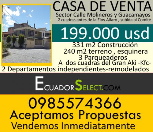 casa de venta sector eloy alfaro y molineros 
