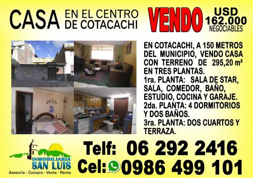CASA AMPLIA EN PLENO CENTRO DE COTACACHI