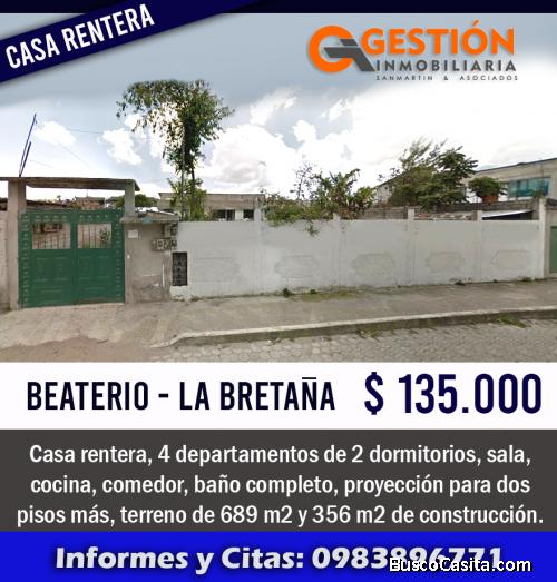 Casa Rentera sector El Beaterio