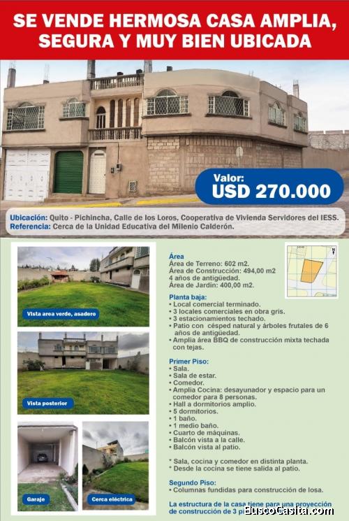 SE VENDE HERMOSA CASA AMPLIA, SEGURA Y MUY BIEN UBICADA