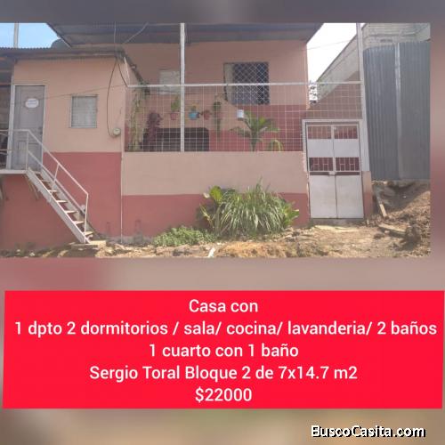 CASA EN SERGIO TORAL BLOQUE 2 DE 7X14.7 M2