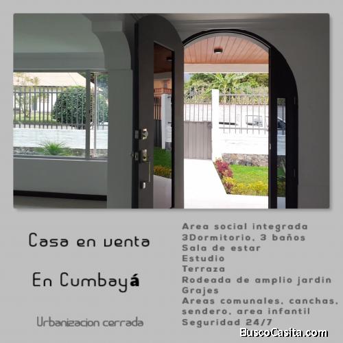 VENDO CASA EN CUMBAYA, URBANIZACION CERRADA - SECTOR DE ALTA PLUSVALÍA. 3 habitaciones, 2 baños comp