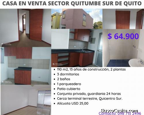 Casa 110 m2 en Quitumbe al sur de Quito