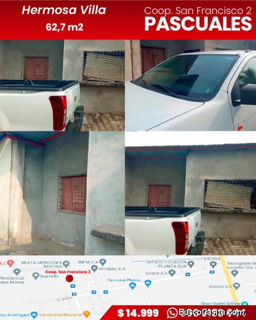 Hermosa Villa de 1 planta GUAYAS/GUAYAQUIL/PASCUALES