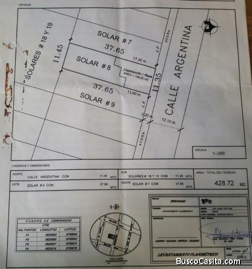 VENDO CASA Y TERRENO EN LA CALLE ARGENTINA ENTRE LA 16 Y 18