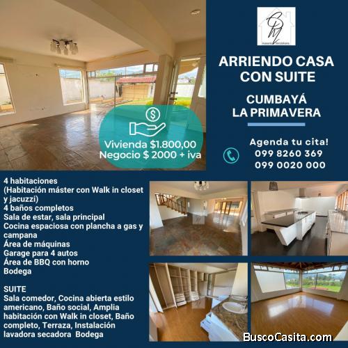 ARRIENDO CASA + SUITE CUMBAYÁ