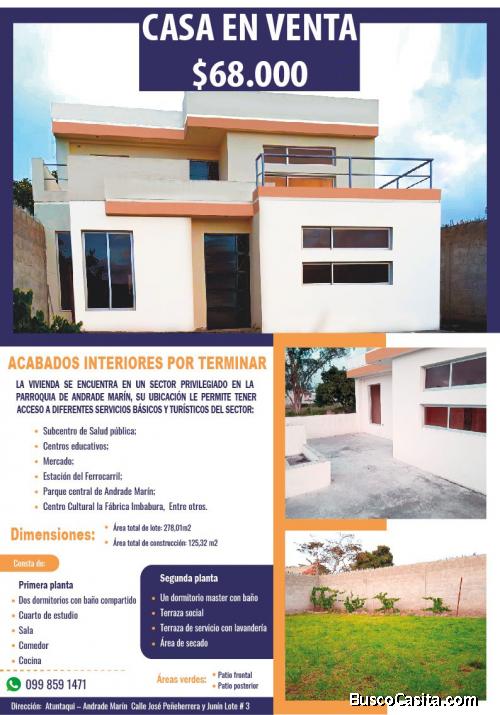 Casa en venta en Andrade Marín, Ibarra, Imbabura