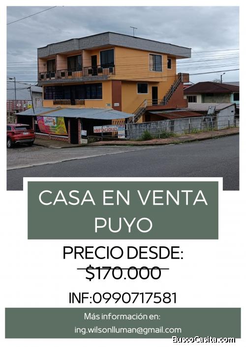 VENTA DE CASA DE 3 PISOS ESQUINERA EN PUYO