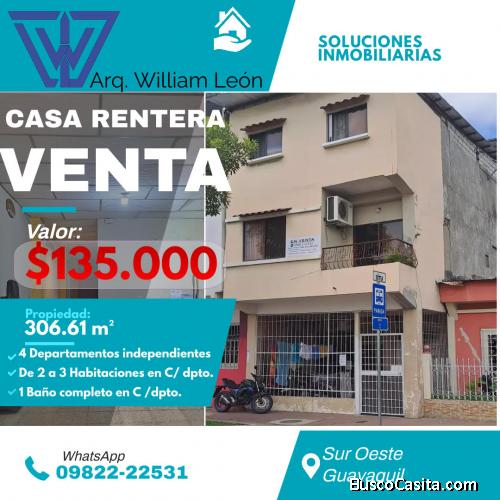 Casa Rentera EN VENTA - 4 departamentos 