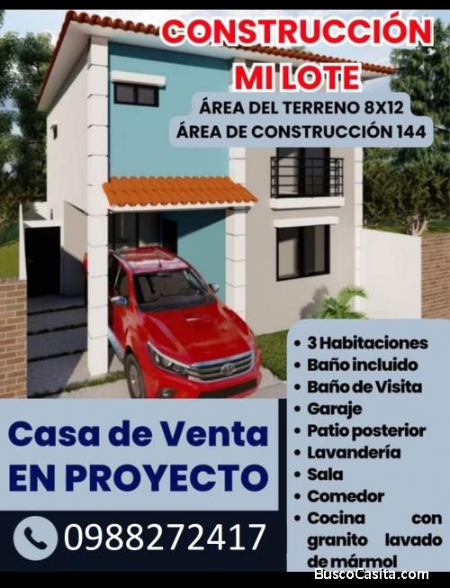 se vende linda casa en construcción en MI LOTE VILLA BONITA