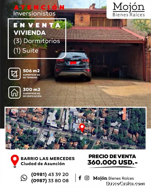 EN VENTA CASA EN EL BARRIO LAS MERCEDES DE LA CIUDAD DE ASUNCIÓN.-