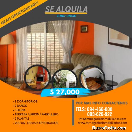 SE ALQUILA HERMOSA CASA EN LA ZONA: UNION