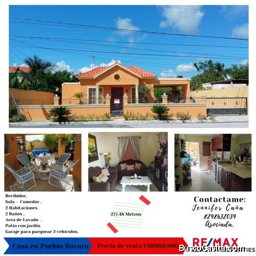 Se vende casa en Pueblo Bávaro muy bien ubicada .