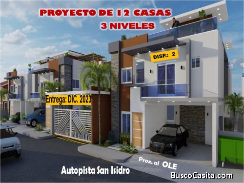SE VENDEN DOS CASAS CASI LISTAS EN PROYECTO DE 12, AUTOPISTA  DE SAN ISIDRO