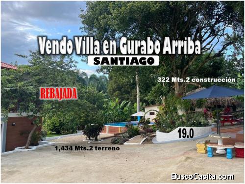 Vendo Villa AMUEBLADA en Gurabo Arriba, SANTIAGO, a 500 Mts. de CAMP DAVID