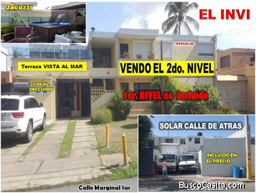 VENDO CASA 2DO NIVEL (VISTA AL MAR) +LOCAL PRIMER NIVEL + SOLAR EN LA CALLE DE ATRÁS, EN INVI DE LA 