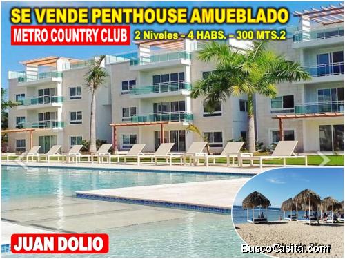 PENTHOUSE de LUJO en Metro Country Club, JUAN DOLIO, 300 MTS.2, 4 HABS., Finamente Amueblado y REBAJ