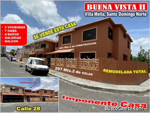 Vendo Casa 2 Niveles en Buena vista 2DA.,7 HABS., 443 Mts.2, REMODELADA Y REBAJADA